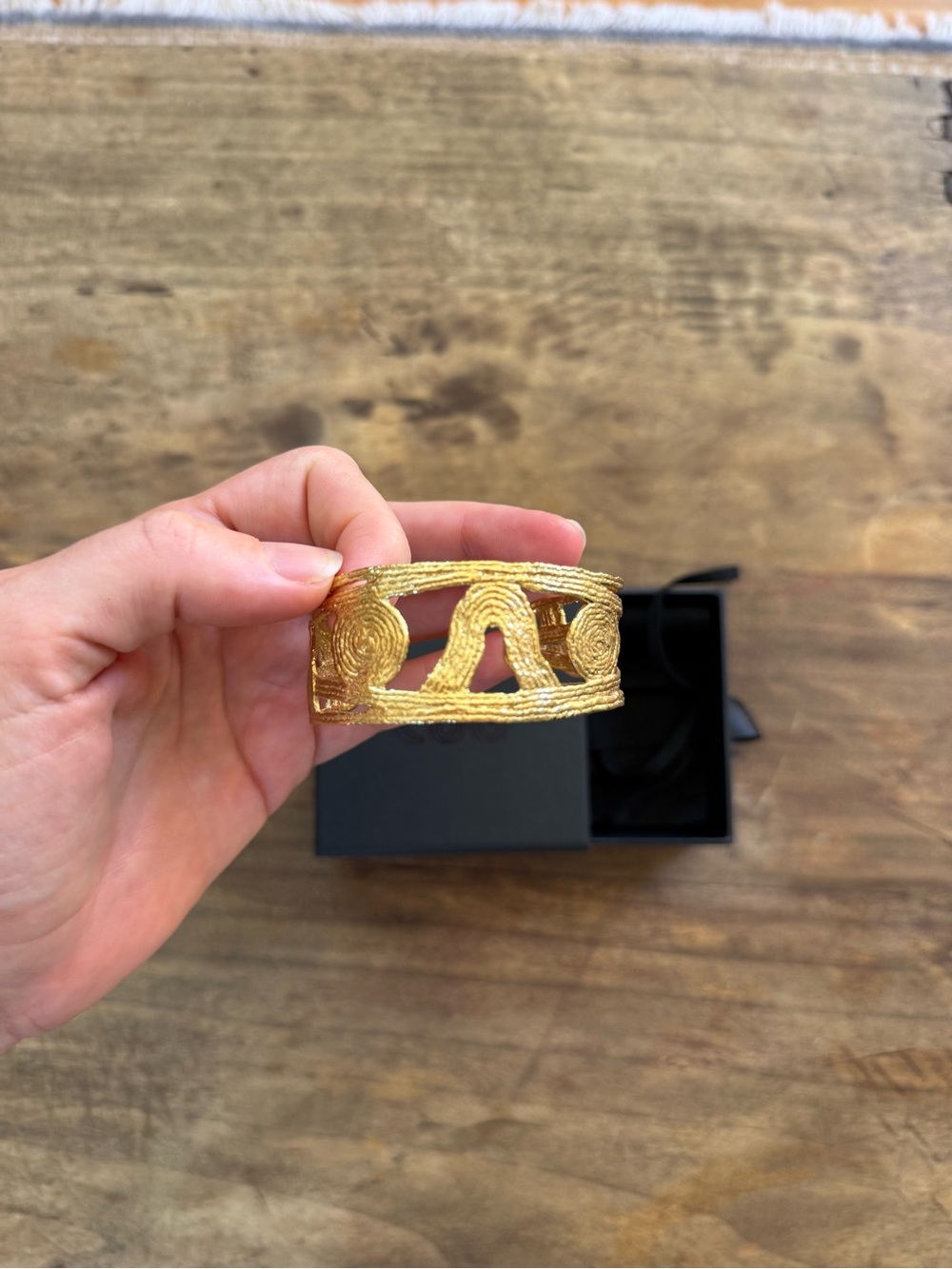 COG Nocturne Gold Textured Openwork Cuff Bracelet - Picture 4 of 5
